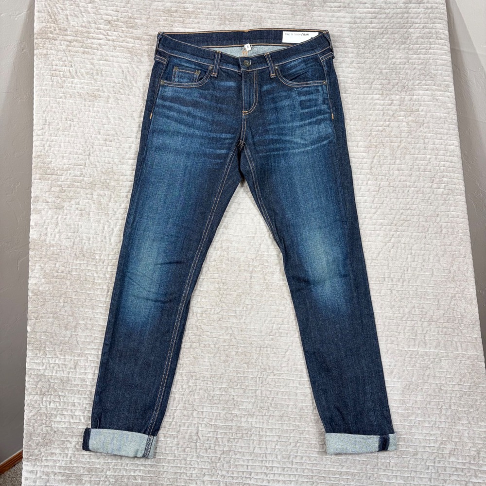 Rag & Bone Dre Slim Boyfriend Jeans Dark Wash Indigo Low Rise Denim Size 26